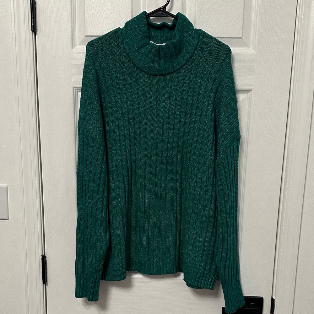 Time and Tru Teal Cowl Neck Sweater
